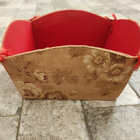 Vintage Handmade Linen Sewing Basket - Picture 3 of 5